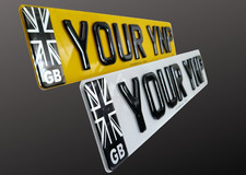 4D Gel Number Plates Road Legal DVLA MOT Compliant Pair 520x111mm Reg GB Badge