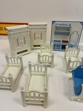Vintage 1989 Playmobil Victorian Dollhouse Furniture Lot Beds Wardrobes Kitchen
