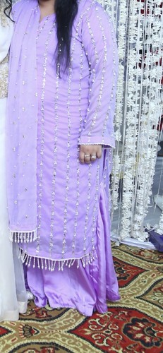 Lilac chiffon pearlwork - lilac,