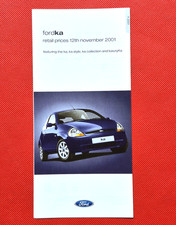 2001 (Nov) FORD KA PRICE LIST