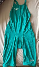 Speedo Fastskin Open Back Size 30 Aqua Blue Racing Swim Suit Fina AQ