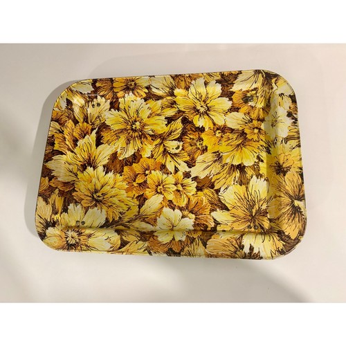 Vintage yellow floral metal - vintage,