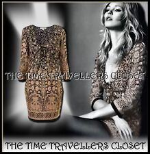 RARE KATE MOSS TOPSHOP BAROQUE INDIAN MINI DRESS VINTAGE GOLD BLACK UK 10 38 6