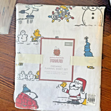 Snoopy Pottery Barn Peanuts Sheet Set Christmas School Holiday Disney kid Gift h