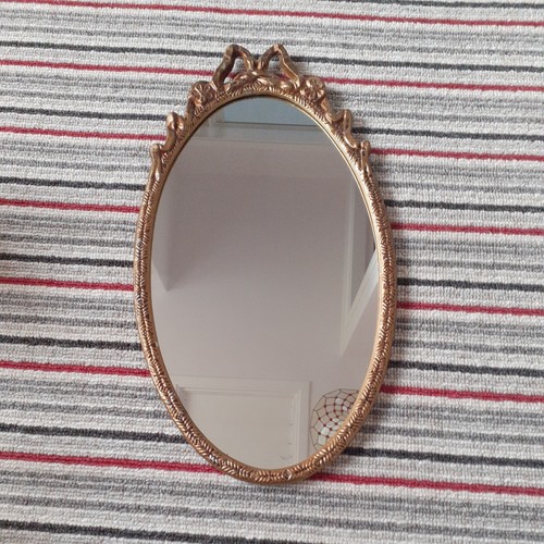 Vintage gold oval mirror - gold,