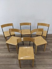 DINING CHAIRS Set of 6 Vintage IKEA Wooden Chairs with Curved Metal Legs, 1990s