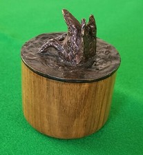 Bronze duck lid on Walnut trinket jewellery cufflink box gift collectible craft