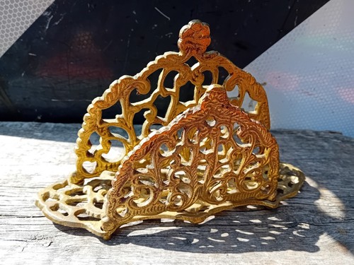 Vintage ornate brass napkin - vintage,