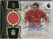 RARE TOPPS PREMIER GOLD 2016 JAMES MILNER LIVERPOOL 46/80 RELIC AUTOGRAPH CARD