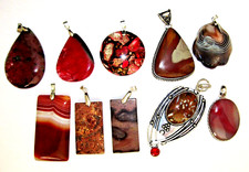 Red Natural Gemstone pendant necklaces & ChainJasper agate canelian fast UK post