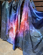 Space Galaxy themed ring top shower curtains 58 x 71 inch drop