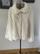 Apricot Women's Cream Faux Fur Jacket In Size Medium, Length 22 Inches