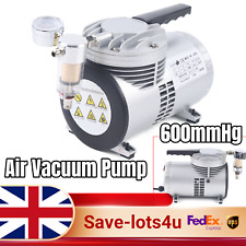 Small Lab Suction Pump Oil Free Lubrication Air Vacuum Pump w/ Gauge 600mmhg UK