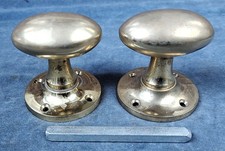 Pair of Used Oval Brass Door Knobs on Backplates