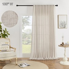 Large Linen Look Curtain Voile