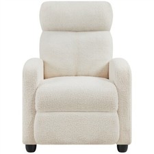 Adjustable Boucle Reclining Chair For Living Room Bedroom Home Theater Ivory