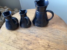 prinknash. black. 3 small jugs. 1950’s