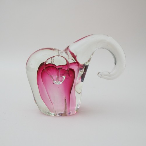 Crystal glass elephant pink - elephant,