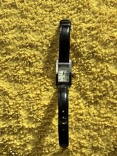 Emotion Armani Ladies Watch Stainless Steel Body & Black Leather Strap