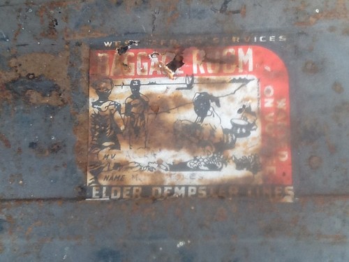 Old metal trunk painted black - metal,