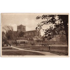 HEXHAM Northumberland Bowling Green & Abbey Postcard, Postally Used
