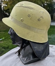 GERMAN Firefighter Helmet Leather Collar Excellent 1950s Fire Helmet 