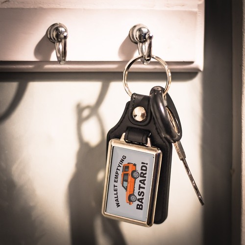 Retro leather look key - leather,