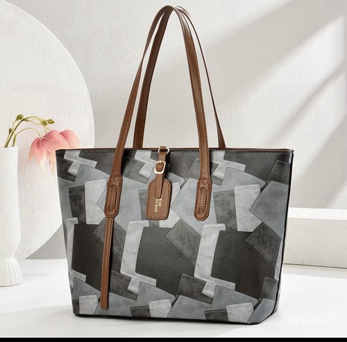 Grey geometric print tote bag - geometric,