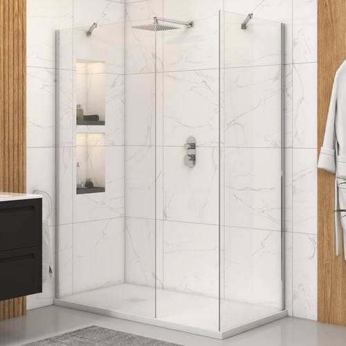 Walk shower enclosure with - walk, in