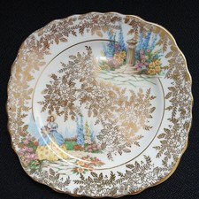 VINTAGE COLCLOUGH "CRINOLINE LADY"  BONE CHINA GILDED SIDE PLATE