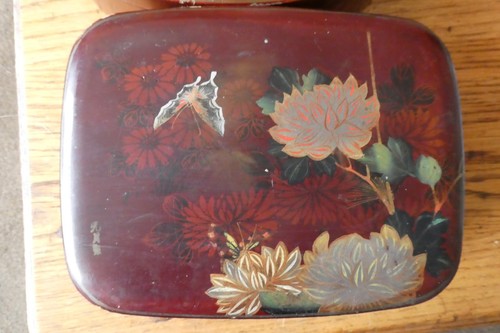 Vintage asian lacquered box - vintage,