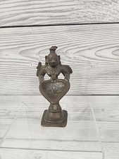 Small Antique Standing Bronze Indian Votive Vishnu Butter Lamp 18th Century.PS