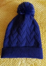 Fleece Lined Bobble Beanie Hat by Cerulean Blue Diamond