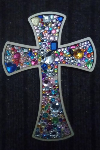Gemmed wooden crucifix - wooden,
