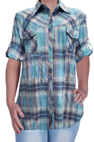 Womens casual checkered blouse - casual,