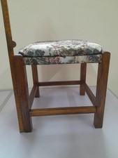 Vintage Wooden Tapestry Footstool Rustic Floral Cottagecore Old World