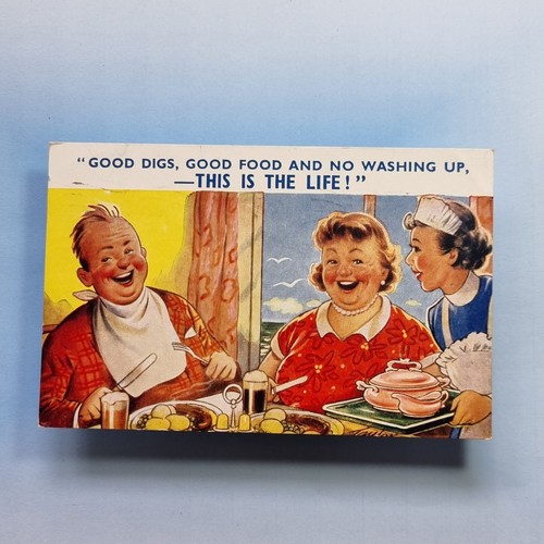 Comic postcard 1957 happy fat - postcard,
