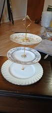 Pretty 3 Tier Mismatched Cake Stand Blues and Yellows