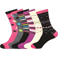 Ladies Socks Girls Coloured Funky Pattern Novelty Design Socks UK Size 4 -7 lot