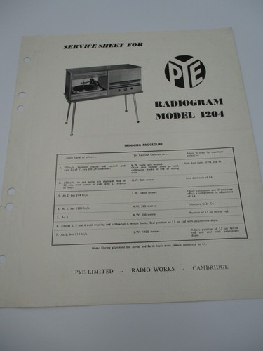 Pye radiogram model 1204 - pye,