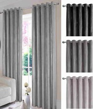 Thermal Velvet Curtains Lined Eyelet Ring Top  "Glimmer" Black Grey Silver 