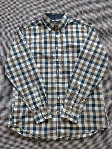 Fynch hatton aqua check button - hatton,
