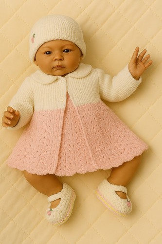 Pink white baby knit - baby,