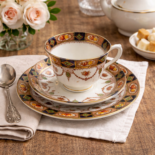 Vintage imari style tea trio - tea,