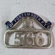 CITY OF PORTSMOUTH P.T.D. #366 Nickel & enamel tram / bus drivers cap badge