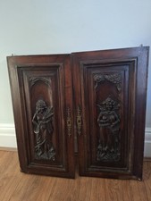 Antique French Walnut Wood Cabinet Doors