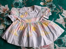 Vintage 1980s Baby Girl's Dress Pastel Pink Blue Green Net Underskirt