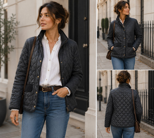 Joules moredale black quilted - black,