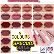 18 Colors Matte Liquid Lipstick Lip Stain 24 Hour Long Lasting Waterproof UK
