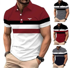 Short Sleeve Mens Summer Shirt Casual Clothes Polo T Shirts Slim Tops Sport Size